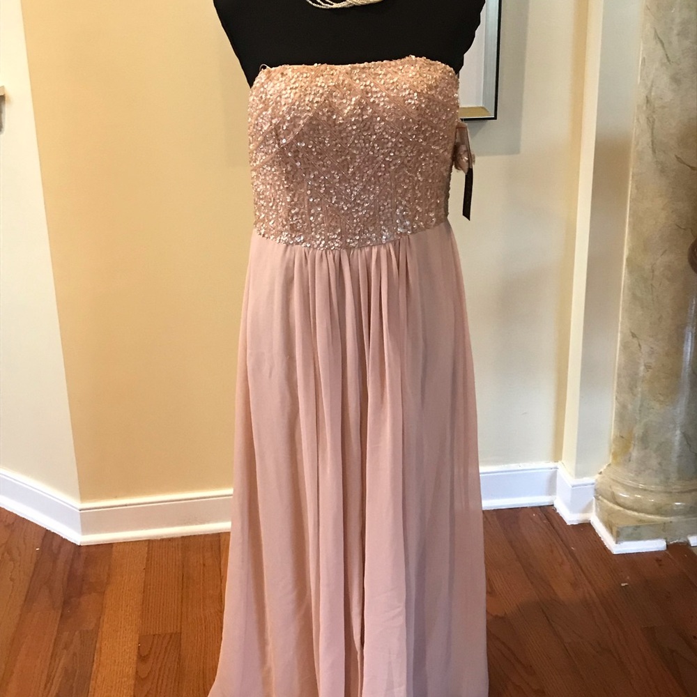 NWT Aidan Mattox Strapless Partial Gown